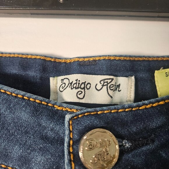 Indigo Rein Dark Wash Skinny Women's Jeans Size 11 Midrise Stretch Cotton Blend - Picture 5 of 13